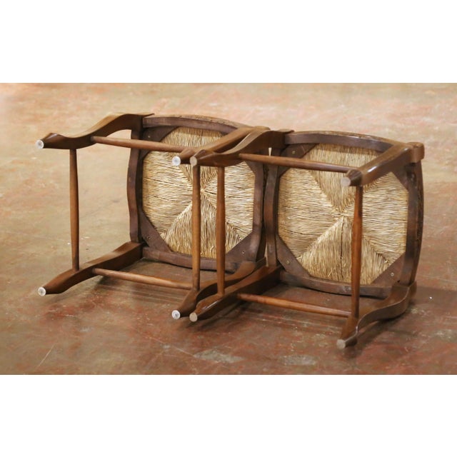 Wood Pair of French Louis XV Style Beech Stools With Rush Seats From Normandy For Sale - Image 7 of 7