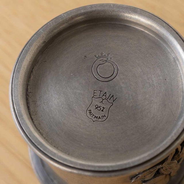 1930s French Pewter Floral Canisters, Set of 3 For Sale - Image 15 of 15