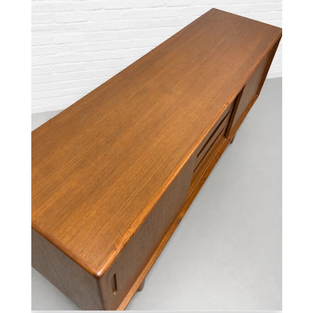Mid Century Modern Styled Teak Credenza | Scandinavian Media Console | Handmade Reclaimed Wood Sideboard For Sale - Image 10 of 12