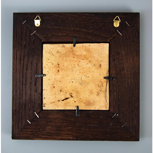 Delft Antique 17th-Century Dutch Delft Framed Floral Aigrette Tile For Sale - Image 4 of 5