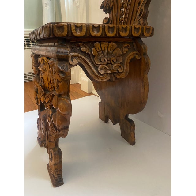 Brown Late 19th Century Italian Rennaisance Style Sgabello Carved Hall Chair For Sale - Image 8 of 11