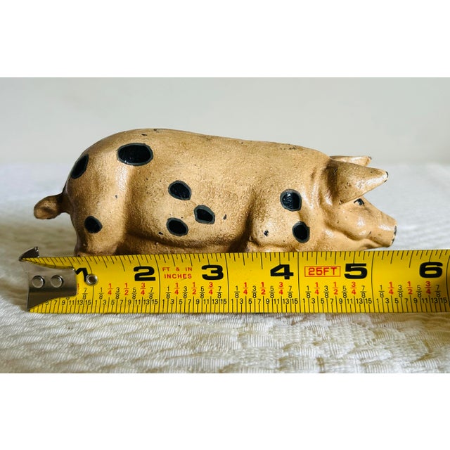 Antique Hand Painted Cast Iron Pig Figurine For Sale - Image 11 of 11