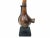 An early 20th century gracefully crafted Central African copper and hide smoking pipe on a custom iron and wood stand. We...