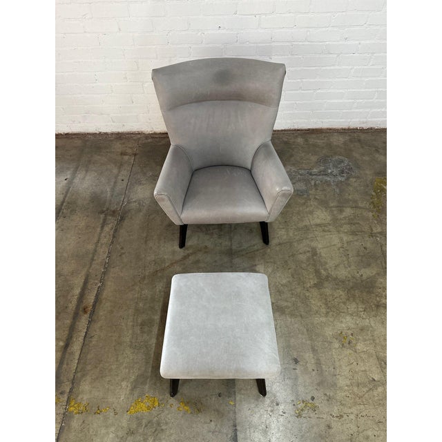 Animal Skin 1990s Contemporary Arm Chair & Ottoman For Sale - Image 7 of 12