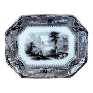 Antique John Alcock Mulberry Transferware Platter Vincennes Pattern