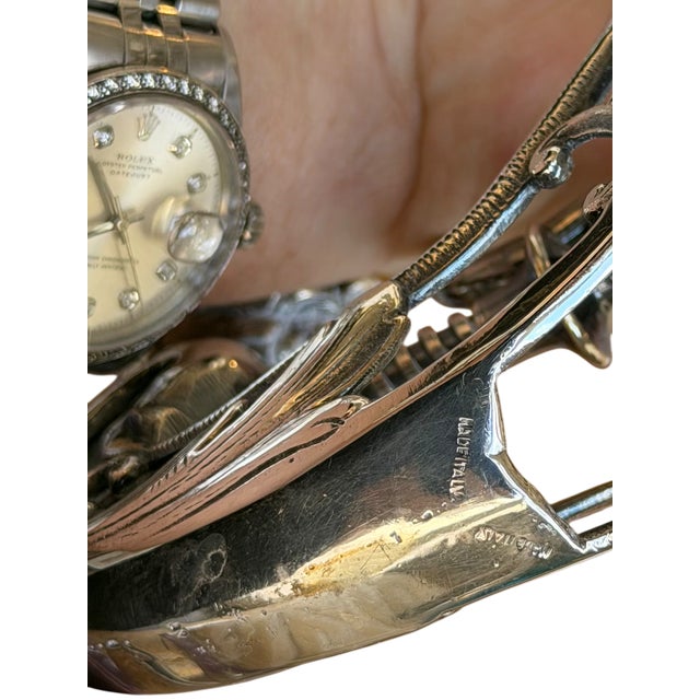 Antique Silver Wine Bottle Chariot Trolley Caddy - Made in Italy For Sale - Image 9 of 14