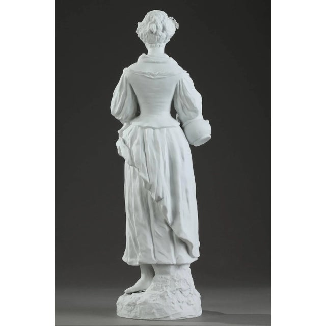 19th Century Biscuit Young Woman With Flowers Statuette For Sale - Image 11 of 18