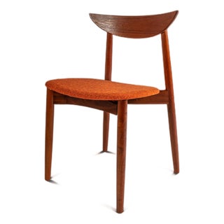 Rare Danish Mid-Century Modern Desk / Side Chair in Teak & New Fabric by Harry Østergaard for Randers Møbelfabrik, Denmark, C. 1960s For Sale