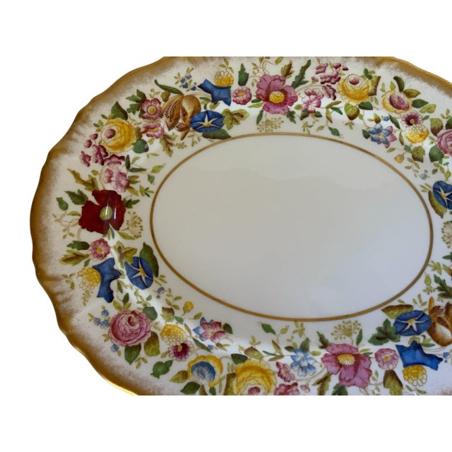 Hammersley Vintage Hammersley "Queen Anne" Bone China 13.5" Oval Serving Platter Made in England 1940s-1950s For Sale - Image 4 of 7