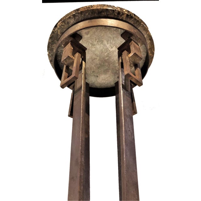 Early 20th Century French Art Deco Wrought Iron Pedestal w/ Marble Top, ca. 1920s For Sale - Image 5 of 8