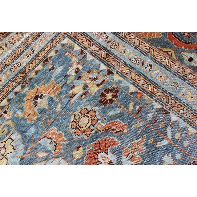 Antique Persian Malayer Rug With a Blue Field and Stylized Floral Design 3'4 X 4'11 For Sale - Image 12 of 12