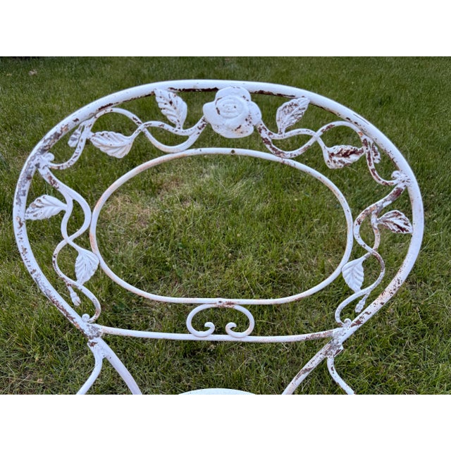 Vintage Woodard Chantilly Rose Wrought Iron Dining Set — Table & Six Chairs For Sale In New York - Image 6 of 11