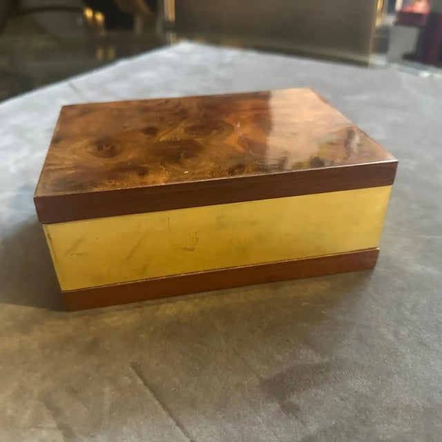 1970s Mid-Century Modern Walnut Root and Gilt Metal Italian Luxury Box For Sale - Image 9 of 10