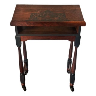 Gothic Walnut Altar Table, Antique Colonial Revival Lectern, Original Casters For Sale