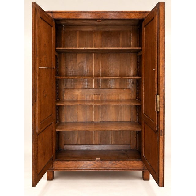 Art Nouveau Oak 2-Door Wardrobe with Beveled Mirrors, 1890s For Sale - Image 3 of 6