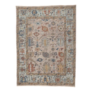 Sky Blue & Gray Oushak Rug - 08'11 X 12'00 For Sale
