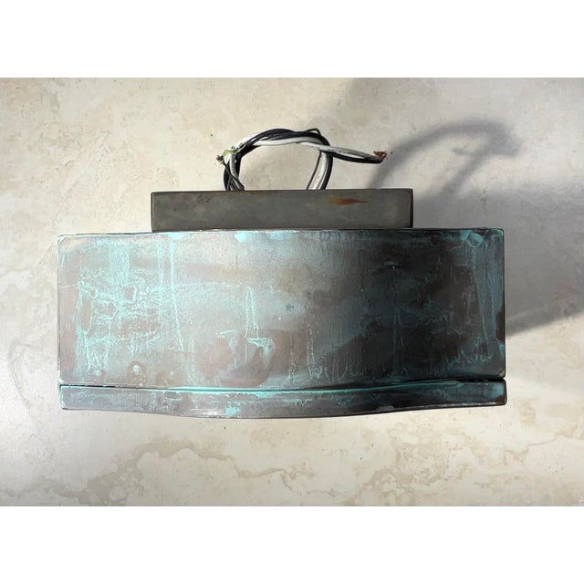 Mid-Century Modern Single Small Vintage Brass Wall Lantern 7”x 3”x 12” High For Sale - Image 3 of 10