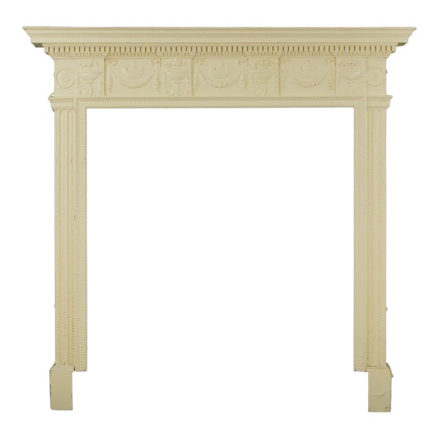 Antique English Regency Painted Wooden Fireplace Mantel For Sale