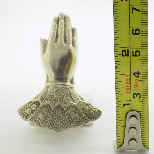 1970s Vintage Italian Handmade Genuine Silver Figural Hand Desk Memo Clip From Florence For Sale - Image 14 of 14