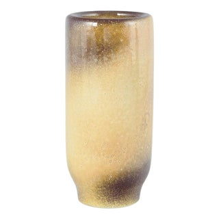 Vintage Stoneware Vase with Flowing Yellow and Brown Glaze by Mari Simmulson for Upsala-Ekeby, 1960s For Sale