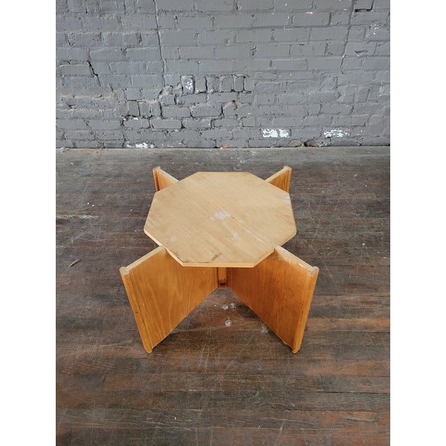 1970s Oak and Calcatta Marble Coffee Side Table, in Manner of Frank Lloyd Wright For Sale - Image 9 of 13