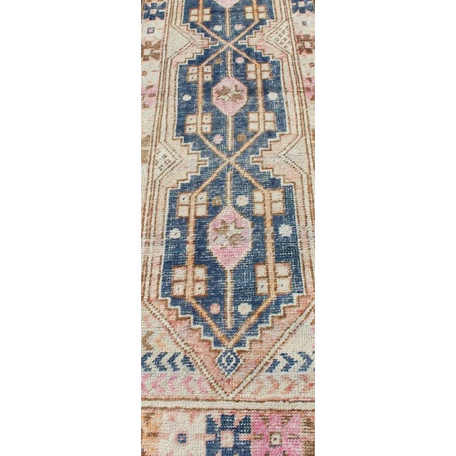 Textile Vintage Turkish Oushak Runner With Soft Indigo, Peach, and Rose Colors 2'5 X 7'7 For Sale - Image 7 of 11