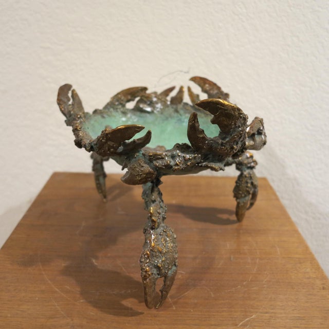 Metal William Sharles Original Polychrome Bronze Sculpture Crab Bowl Dragonfly, Signed and Numbered For Sale - Image 7 of 10