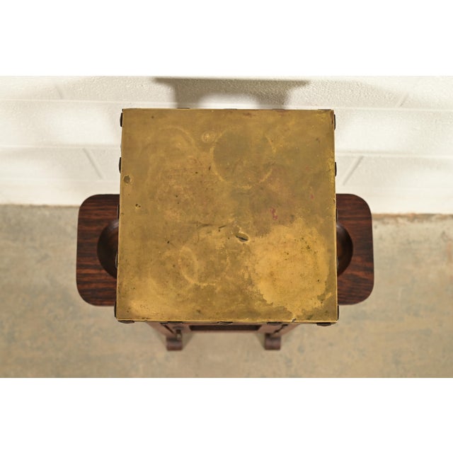 Stickley Brothers Style Antique Mission Arts & Crafts Oak and Brass Smoker Stand, Circa 1910 For Sale - Image 13 of 17