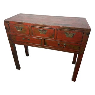 Antique Chinese Red Lacquer Console Table For Sale