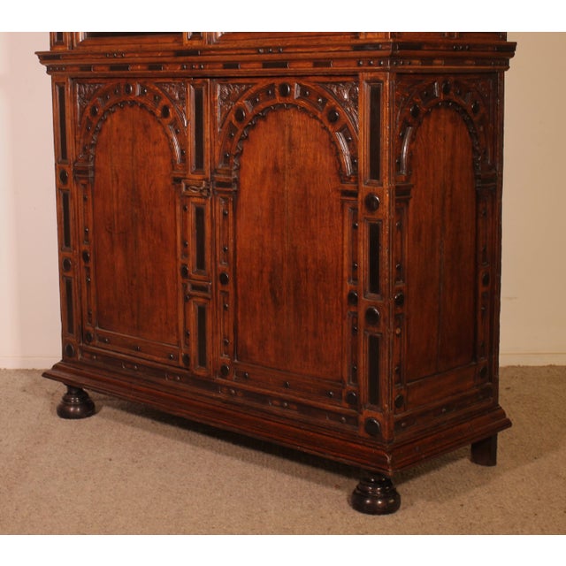 Antique Dutch Four-Door Buffet in Oak and Ebony, 1600s For Sale - Image 6 of 15