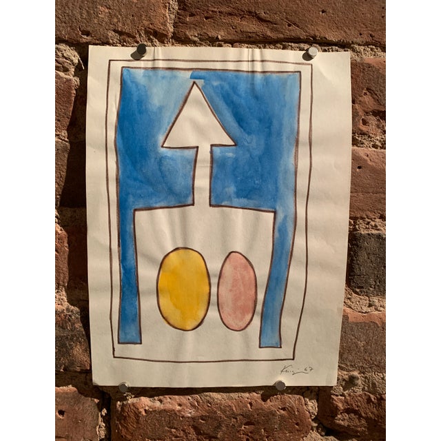 Abstract 1967 Watercolor Original Painting Brooklyn Museum Artist For Sale - Image 3 of 8