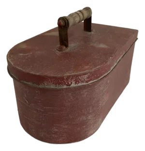 Vintage Red Metal Utility Can With Handle – Industrial Storage / Farmhouse Decor
