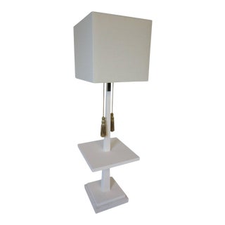 Tommi Parzinger Marble and Painted Wood Floor Lamp For Sale