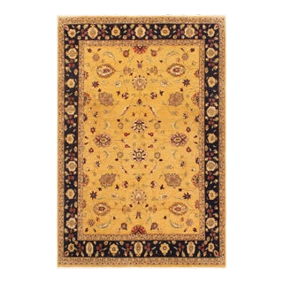 1990s Bohemien Ziegler Gold Blue Hand-Knotted Wool Rug - 9'0'' X 11'6'' For Sale