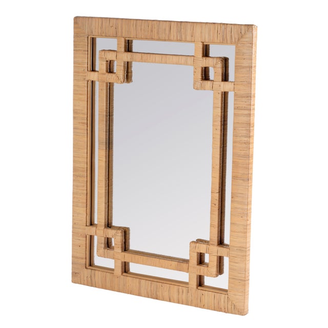 Spritely Home Accent Furniture Hana 30 in. W x 40 in. H Rectangular Woven Rattan Wall Mirror, Natural Rattan For Sale - Image 4 of 7