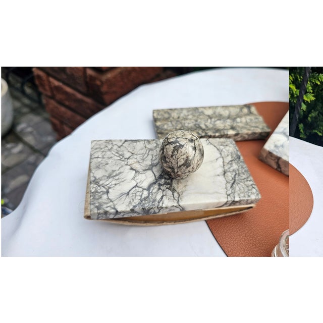 1920s Art Deco Marble Inkwell and Blotter, 1920s, Set of 8 For Sale - Image 5 of 15