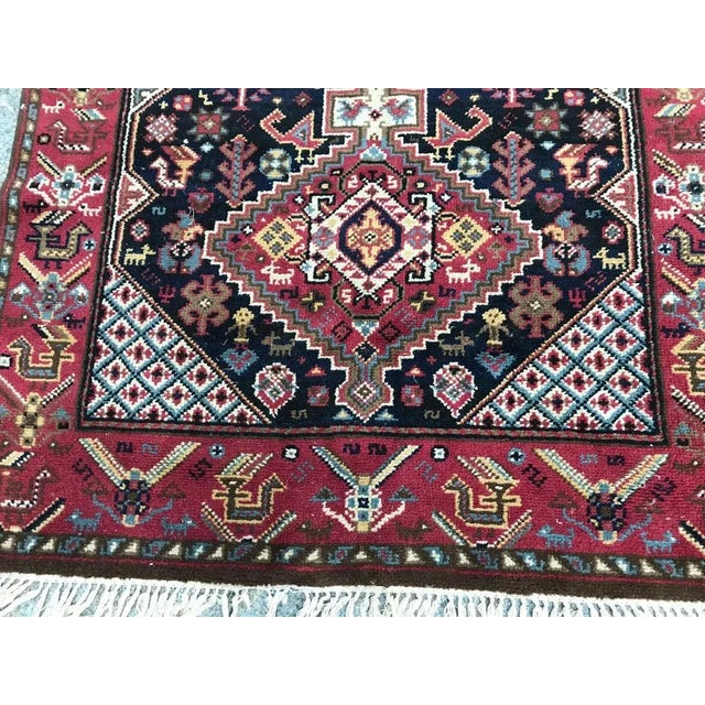 Very nice mid-20th century French knotted rug with a design of Shiraz rugs with geometric design and beautiful colors,...