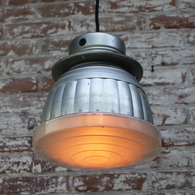 Vintage Industrial Mercury Glass Pendant Lamp by Adolf Meyer for Zeiss Ikon For Sale - Image 4 of 14