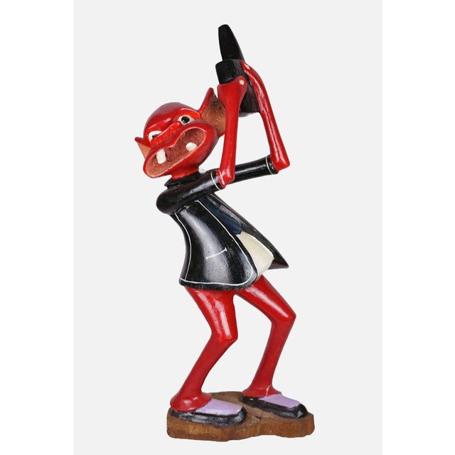 Paint George Lilanga, Sculpture of a Red Figure, 1995, Wood For Sale - Image 7 of 7