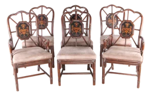 Vintage Rattan Armchairs and Side Chairs, 1970s, Set of 6