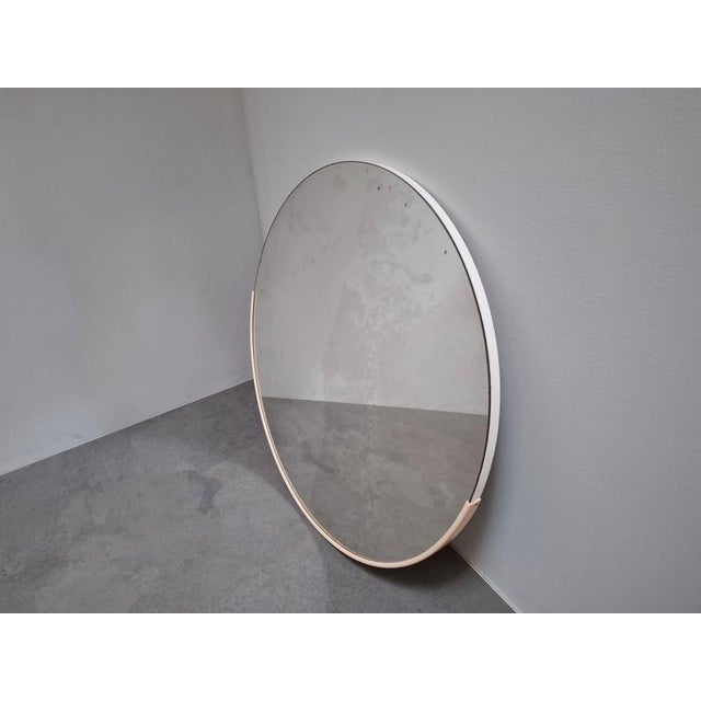 Vintage Czechoslovakian Round Wall Mirror with Beige Frame, 1970s For Sale - Image 15 of 16