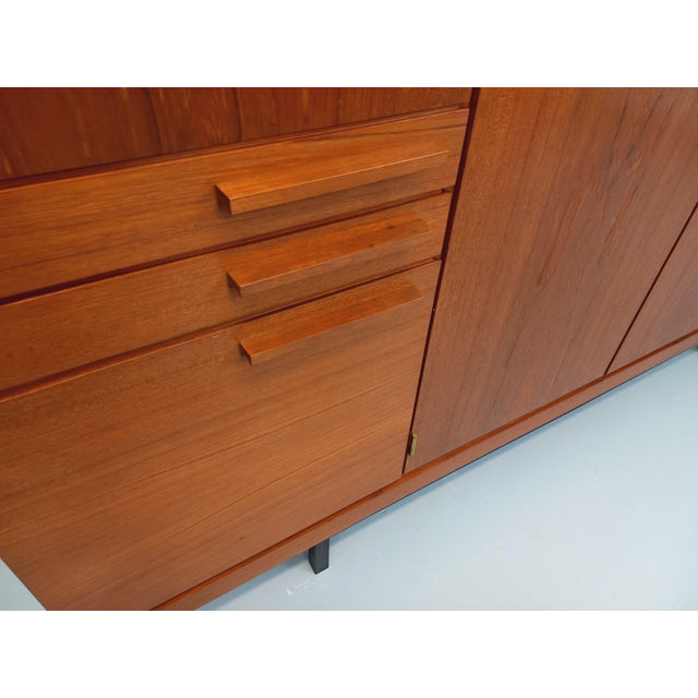 Tan Vintage Scandinavian Sideboard in Teak and Black Metal, 1960s For Sale - Image 8 of 18