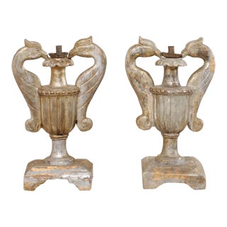 19th Century Carved Candlestick Urns, Italy - A Pair For Sale