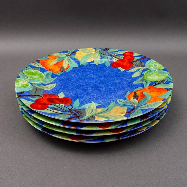 Mid-Century Modern Mid 20th Century Laure Japy Paris Limoges Jardin Bleu Fruit Charger Service Plates- Set of 4 For Sale - Image 3 of 7