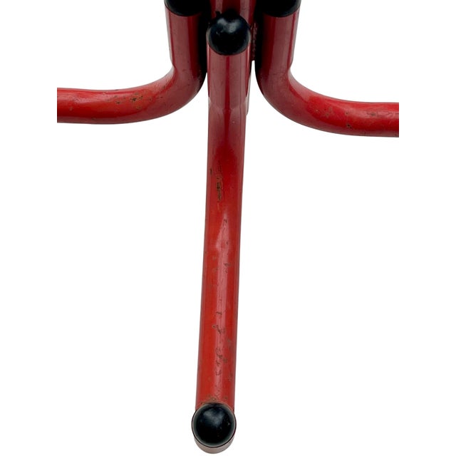 Vintage Memphis Style Red Metal Coat Rack | Postmodern Freestanding Hall Tree For Sale - Image 12 of 16