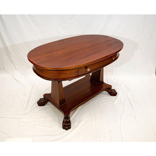 Victorian Mahogany Oval Library Table, Claw Feet Chairish