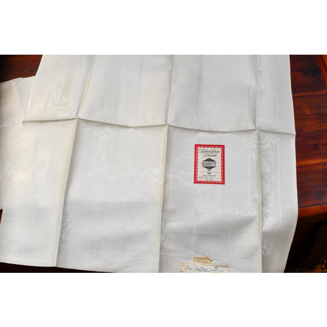 French Provincial Vintage Surety Irish Deluxe Linen Damask Ivory Napkins 22" New Old Stock - A Set of 6 For Sale - Image 3 of 7