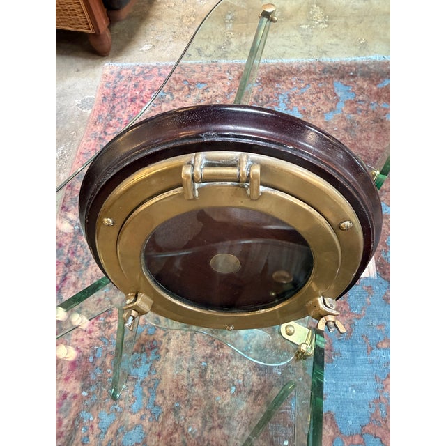 Brass Italian Brass and Wood Round Picture Frame, Italy, 1970s For Sale - Image 8 of 8