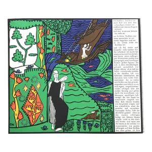 1968 Oskar Kokoschka Lithograph 2 Red Little Fish