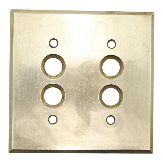 Vintage Brass Double Gang Push Button Switch Cover For Sale